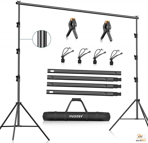 Heavy-duty adjustable backdrop stand with a carrying bag | 10 x 10 feet in photo video studio