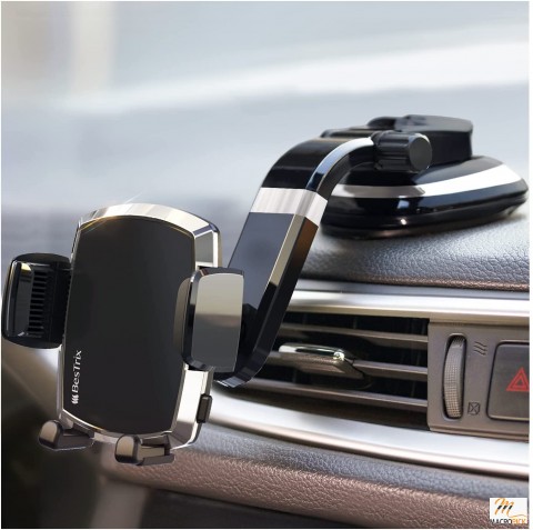 Black-Colored SmartClamp Car Phone Holder Mount | Dashboard Car phone Holder Compatible