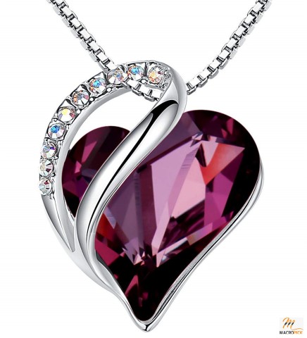 nfinity Love Heart Pendant Necklace with Birthstone Crystals