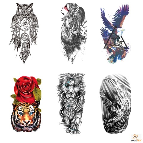 Kotbs 6 Sheets Full Arm Temporary Tattoo, Waterproof Extra Large