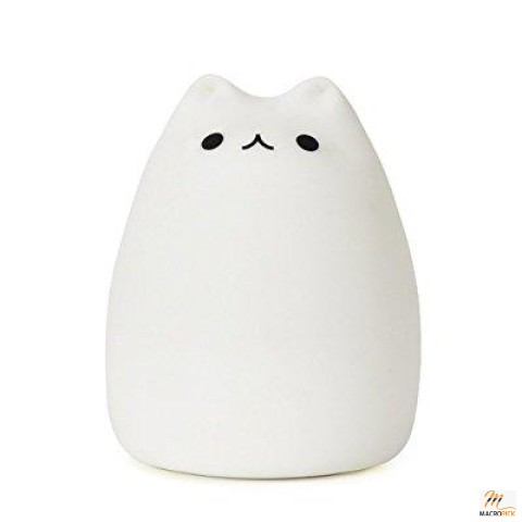 goline cat led baby kids night light, cute multicolor silicone soft kitty nursery lamp for children