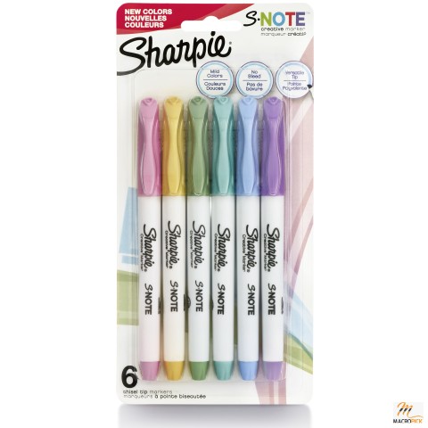 Sharpie S-Note Creative Markers, Highlighters, Assorted Colors, Chisel Tip, 6 Count