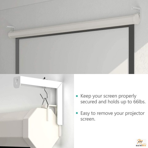 Adjustable Universal Projector Screen Ceiling Mount | 6" Wall Hanging Mount L-Brackets with Hook Kit