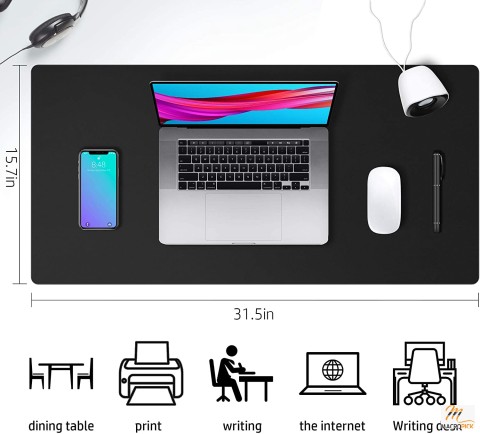 Multifunctional Leather Desk Pad Protector Mouse Pad | Office Desk Mat