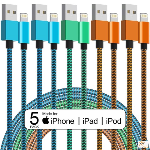 iPhone Charger Cable Fast 6.1 FT Charging Lightning Cable 5 Pack