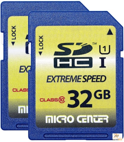 Flash Memory Card 32GB Class 10 SDHC Card by Micro Center (2 Pack)