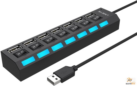 Protect the Device 7 Port USB 2.0 Hub | 480Mbps Data Transfer Speed Wide Compatibility Multi Port USB Splitter