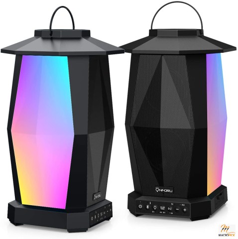 Outdoor Bluetooth Speakers, 2 Pack 25W Wireless Speakers with RGB LED Mood Lights,