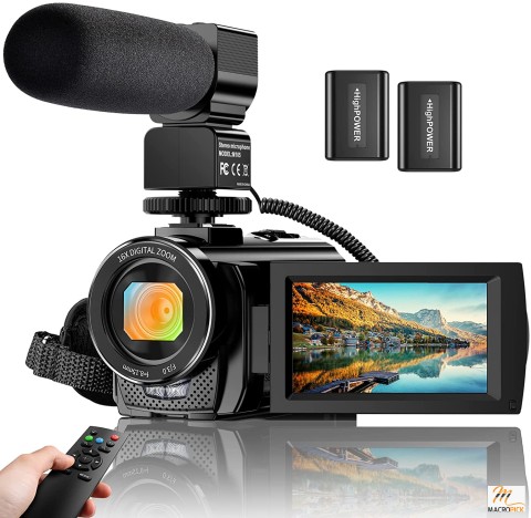 Black-Colored Digital Video Camera Camcorder YouTube Vlogging Camera Recorder FHD 1080P