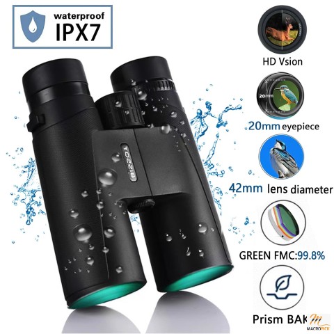 Black-Colored Binoculars 12x42 for Adults HD Day Light Night with BAK4 Prism FMC Lens