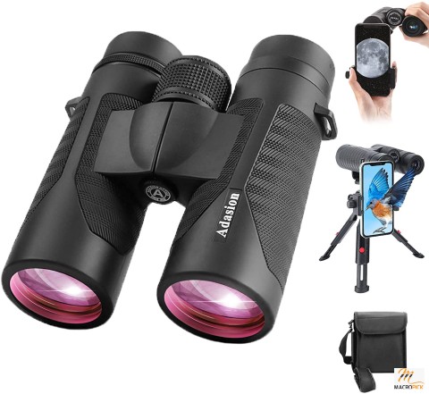 Black-Colored HD Binoculars for Adults with Universal Phone Adapter