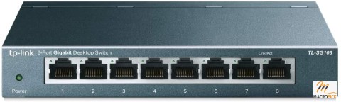 TP-Link TL-SG108 | 8 Port Gigabit Unmanaged Ethernet Network Switch, Ethernet Splitter | Plug & Play | Fanless Metal Design