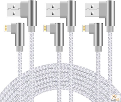 iPhone Charger 10ft 90 Degree Lightning Cable 3 Pack iPhone Charging Cable - Compatible with iPhone 12 11 Xs MAX XR X 8 7 6s