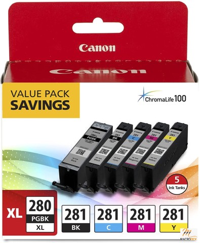 PGI-280 XL/CLI-281 BKCMY 5 Color Value Pack