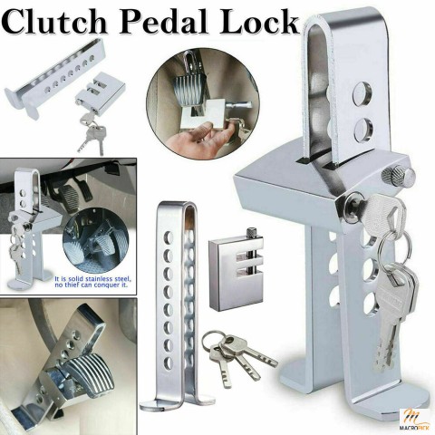 CAR LOCK SECURITY STEERING WHEEL ANTI-THEFT CLUTCH BRAKE PEDAL STAINLESS CLAMP