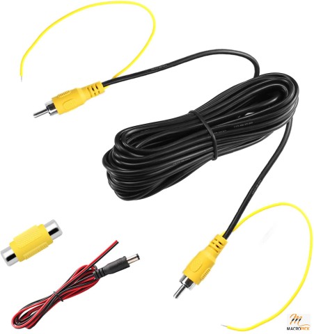 Black-Colored Upgraded Double-Shielded RCA Video Cable for Monitor and Backup Rear View Camera Connection