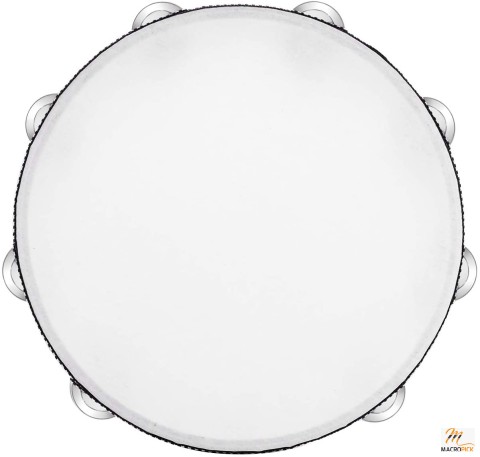 Tambourine for adults 10 inch Hand Held Drum Bell Birch Metal Jingles