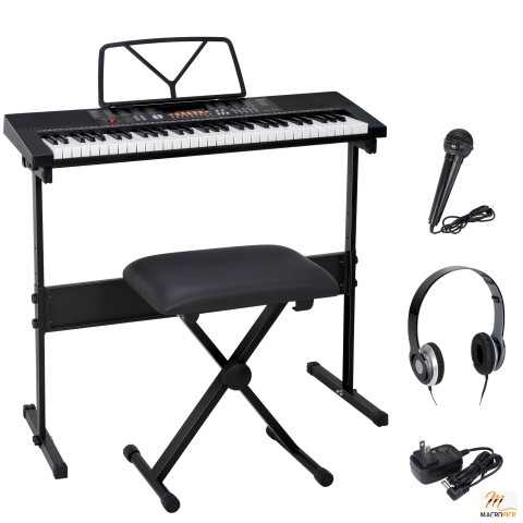 ZENY 61-Key Portable Electronic Piano LED Display Keyboard Kit W/ Music Stand