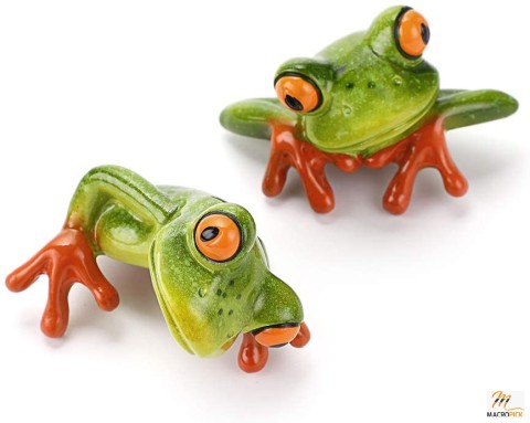 Set of 2 Resin Creative 3D Craft Frog Figurine - Personalized Animal Collectible Figurines Mascot Frog Resin Crafts for Home Office Decoration