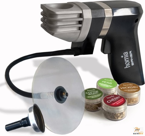 Smoking Gun Wood Smoke Infuser Birner PRO - Starter Kit, 11 PCS, Flavor Blaster Smoker Machine with Accessories and Wood Chips