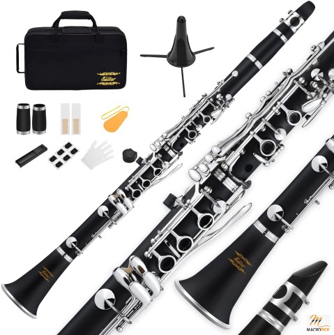 Eastar ECL-300 Clarinet B Flat Ebonite Bb with 2 Barrels and Mouthpiece