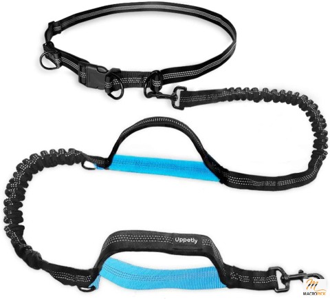 Hands Free Dog Running Leash with Adjustable Waist Belt - Dual Handle Elastic Bungees Retractable Rope for Medium and Large Dogs