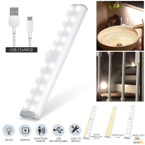 1/2/3 PCS USB Rechargeable LED Closet Light, 20-LED