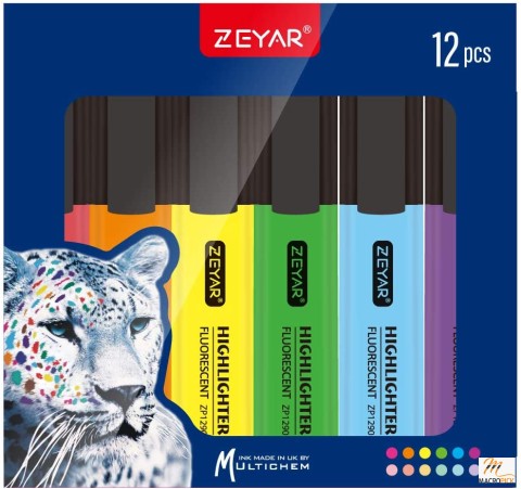 ZEYAR Highlighter, Pastel Colors Chisel Tip Marker Pen