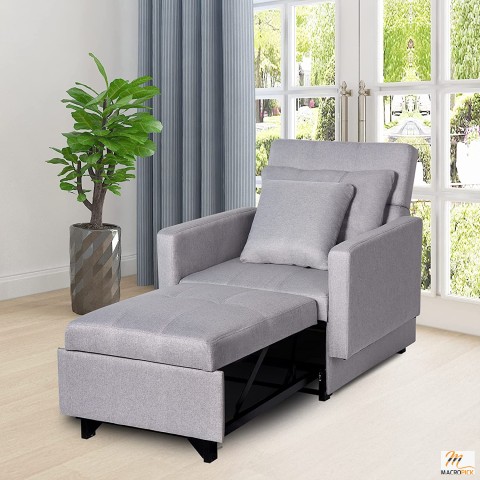 72.8"Rolled Arm Sleeper Sofa bed,3-in-1 Gray Convertible Sofa