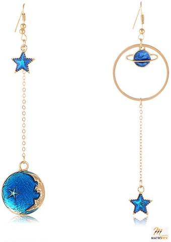 Enamel Moon Star Earth Planet Drop Hook Earrings Long Pendant Dangle Jewelry for Woman Girls