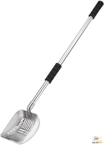 Metal Cat Litter Scoop with Deep Shovel & Long Handle - Detachable Stainless Steel Non-Stick Litter Sifter with Foam Padded Grip