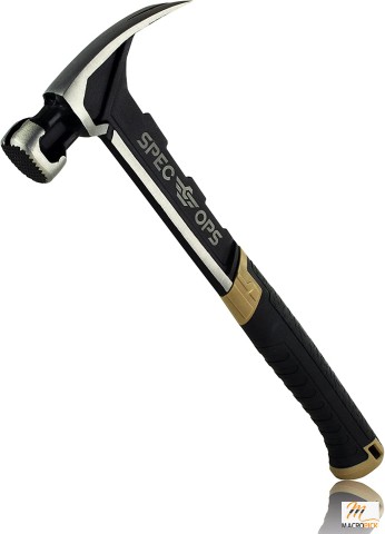 SPEC-M22CF 22oz Framing Hammer: Rip Claw, Milled Face, Shock-Absorbing Grip - 3% to Veterans - Black/Tan