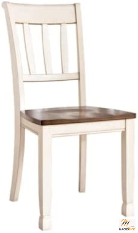 Whitesburg Cottage Rake Back Dining Chair, 2 Count, Brown & White