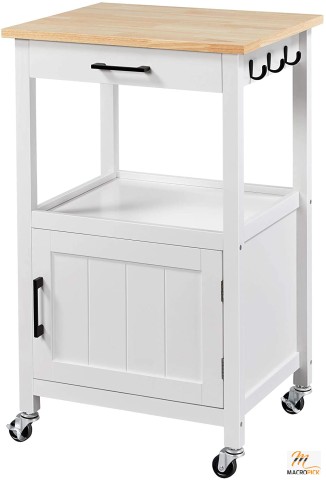 Yaheetech Small Kitchen Island on Wheels with Wood Top and Drawer