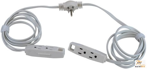 White Sofa Cord - 6 Total Outlets -  6 Foot Cord on Each Side - 16 Gauge 3 Prong (Grounded) Plug