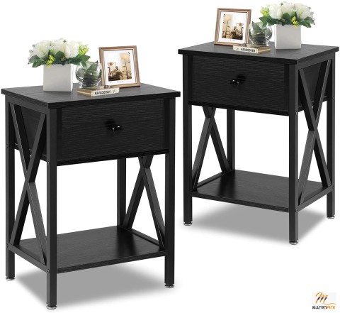 VECELO Night Stands for Bedroom Rustic Nightstand Bedside End Tables