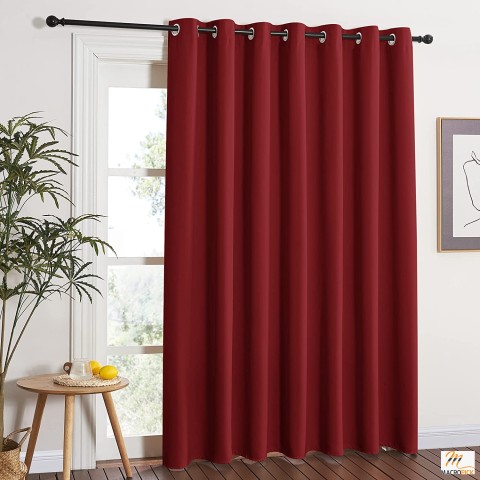 Blackout Blinds for Sliding Door - Indoor Slider Curtains for Patio, Wide Width Drapes for Living Room - Burgundy Red, 100 inches Wide x 84 Long