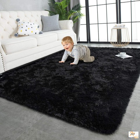 4x5.9 Feet Super Soft Shaggy Rugs Fluffy Carpet - Indoor Modern Plush Area Rugs for Living Room - Anti-Skid Durable Rectangular Fuzzy Rug - Black