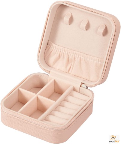 PU Leather Small Jewelry Box - Travel Portable Jewelry Case - Pink