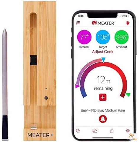 Smart Meat Thermometer with Bluetooth - 165ft Wireless Range - for The Oven, Grill, Kitchen, BBQ & Smoker