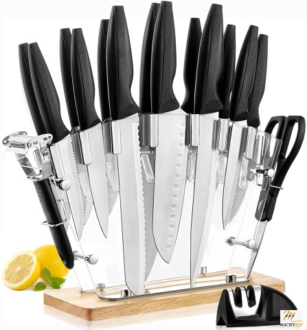 Knife Set, GMFINE 17 pcs German High-Carbon Stainless Steel Kitchen Knife Set