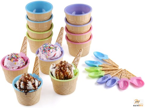 Greenco Ice Cream Bowls and Spoons - Ice Cream Cups for birthday party