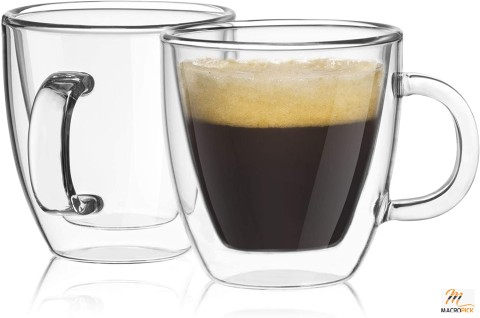 JoyJolt Savor Double Wall Insulated Glasses Espresso Mugs (Set of 2) - 5.4-Ounces