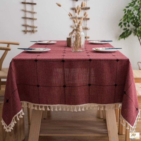 Cotton Linen Rectangle Tablecloth Table Cloth Heavy Weight Cotton Linen Dust-Proof Table Cover