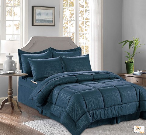 Elegant Comfort Solid Print 8 Pieces Bed-in-a-Bag, Full/Queen with Shams