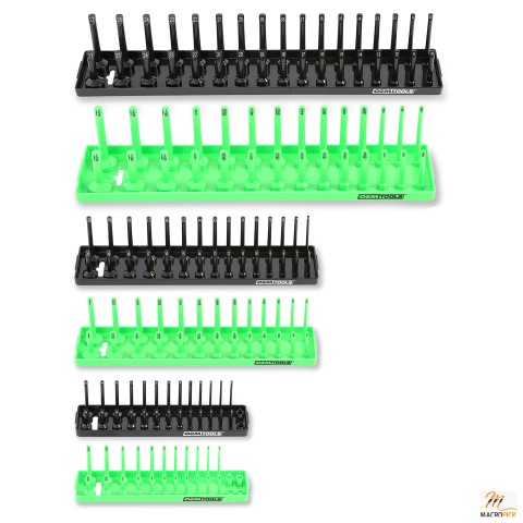 OEMTOOLS 22233 6 Piece SAE and Metric Socket Tray Set (Black and Green)