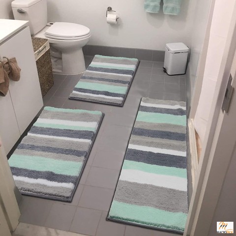 Vaukki 3 Piece Bathroom Rugs Set, Non Slip