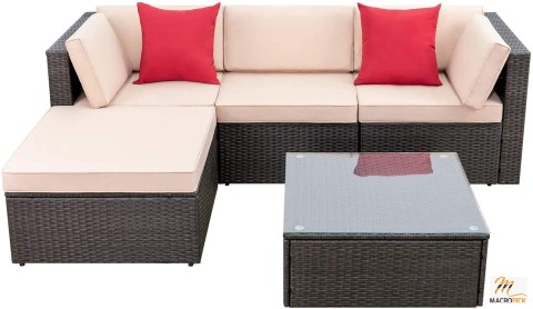 Devoko 5 Pieces Patio Furniture Sets All Weather Outdoor Sectional Sofa