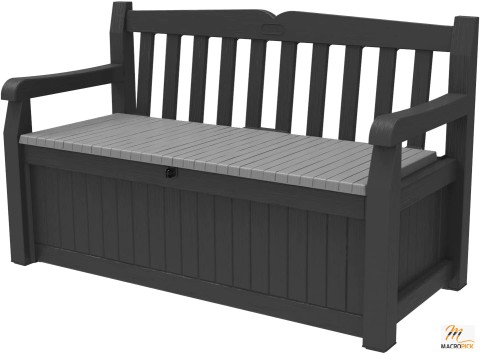 Keter Solana 70 Gallon Storage Bench Deck Box for Patio Furniture