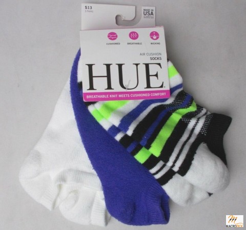 Hue Women's 3 Pairs Air Cushion No Show Socks Multi -Color One Size